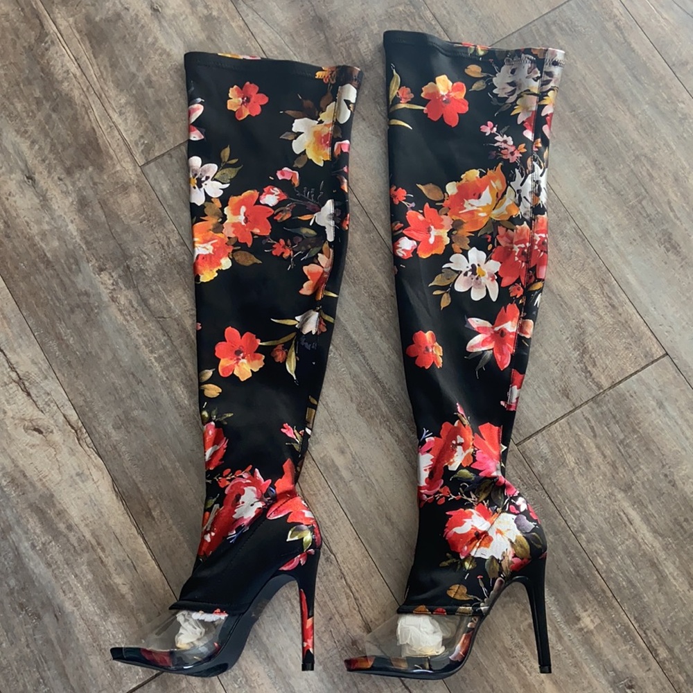 Floral Thigh High Boot- NEW